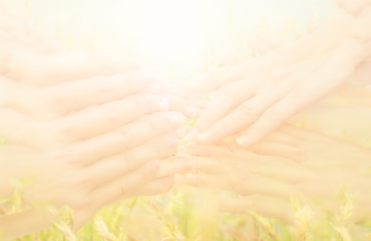 Händer som möts i dagsljus — hands joined in daylight